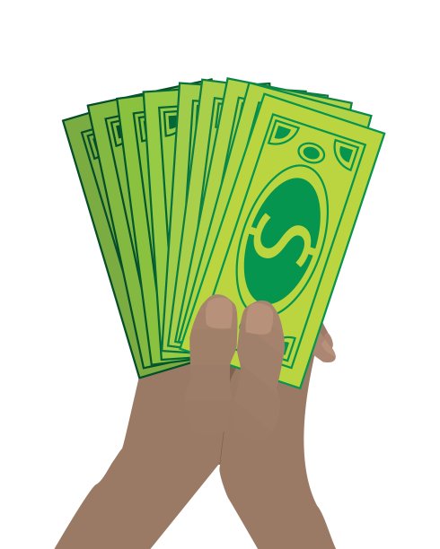 手上握着美元纸。在白色的背景上图片下载
