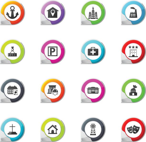 基础设施的城市图标集图片下载