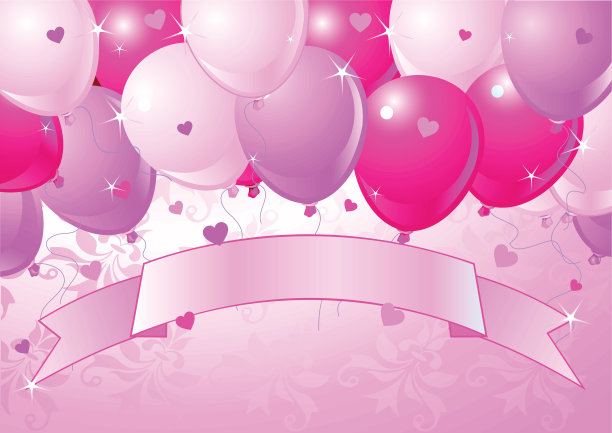 落下的粉色情人节气球图片下载