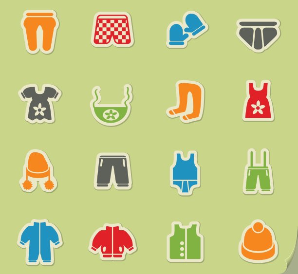 婴儿服装图标套装图片下载