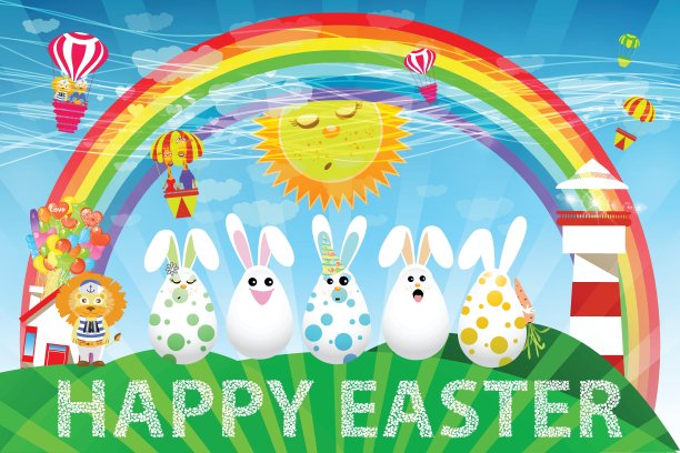 草地上长着脸的蛋图片下载