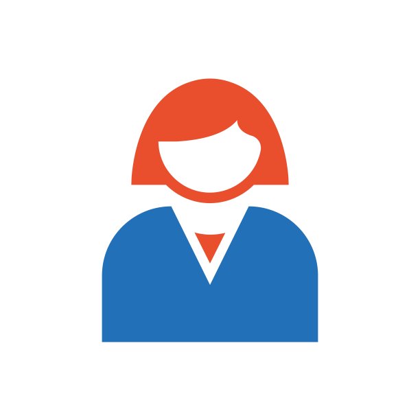 扁平图标和标志女人蓝色，橙色图片下载