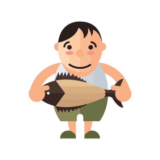 人和棕色鱼的载体图片下载