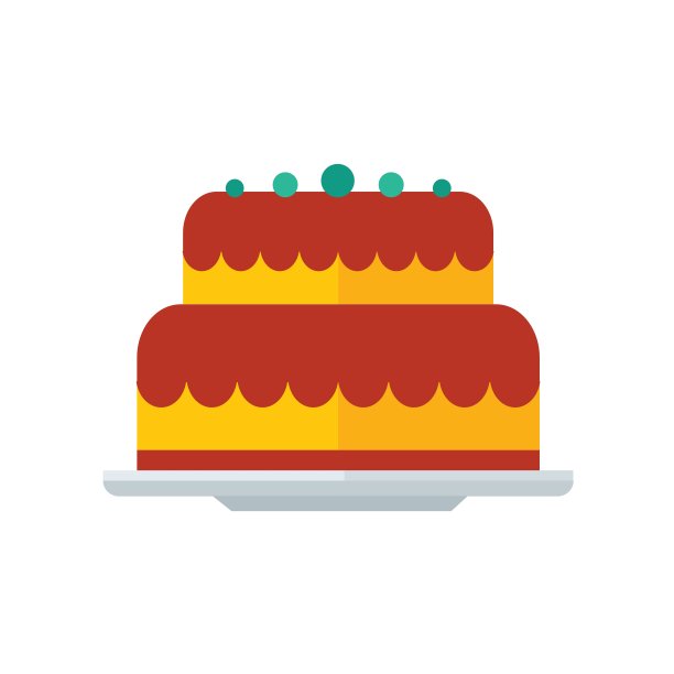 卡通蛋糕图标上菜黄色调颜色图片下载