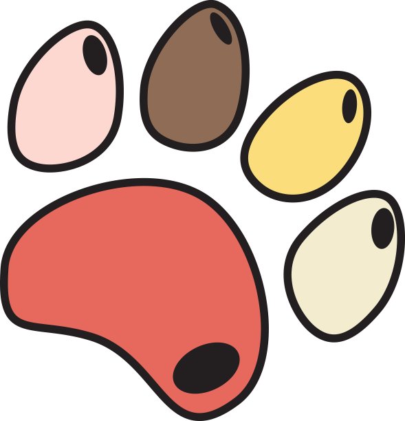 可爱有趣的剪影动物脚印在白色的背景。猫和狗爪子图标。图片下载