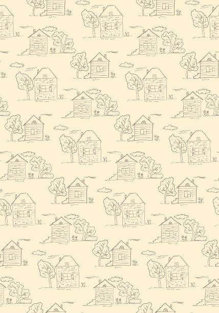 手绘村舍图案图片下载