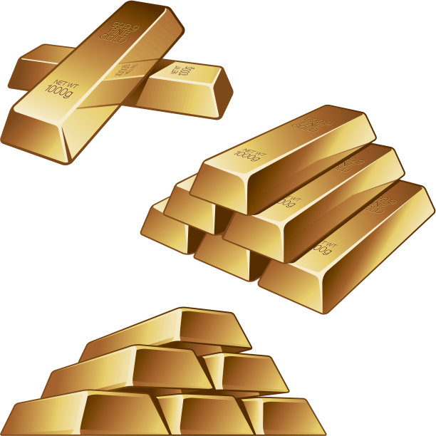 白色背景上的金条图片下载