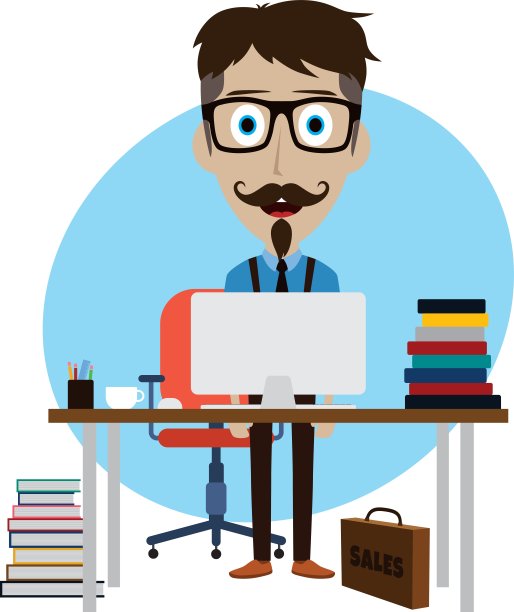 在办公桌旁工作的商人图片下载