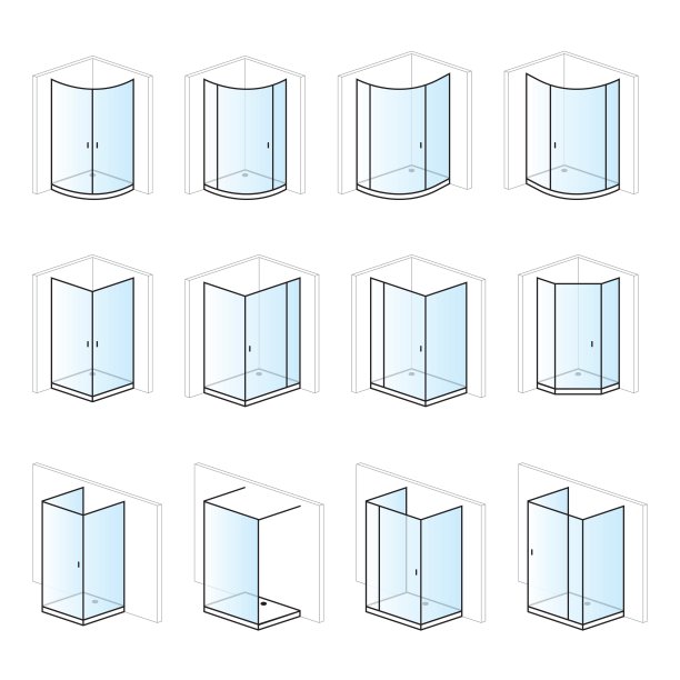 淋浴罩在薄淋浴托盘，低划水池浴室安装和蒙太奇解决方案图片下载