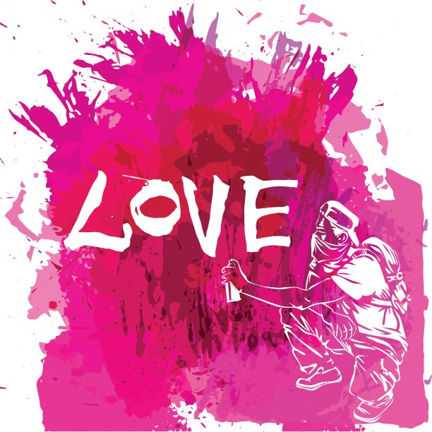 涂鸦男在墙上做街头艺术。图片下载