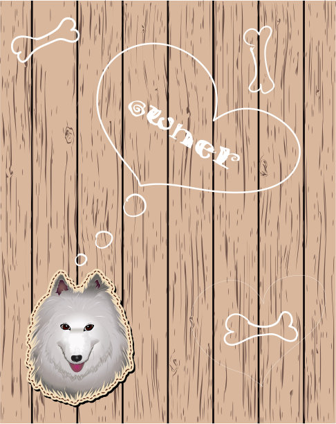 带狗的木制卡片图片下载