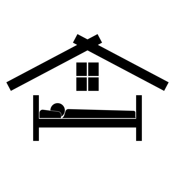 男人在酒店休息黑色图标图片下载
