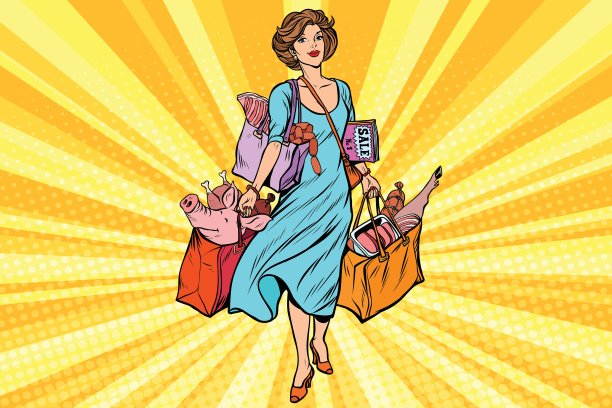 带肉的女性买家图片下载