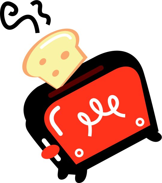 卡通复古烤面包机隔离在白色图片下载
