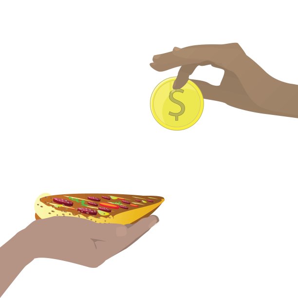 概念买披萨。手拿着图片下载