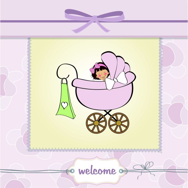 女婴通告卡图片下载