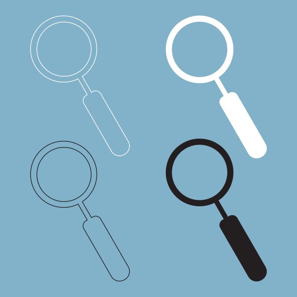 放大镜的黑白颜色图标。图片下载