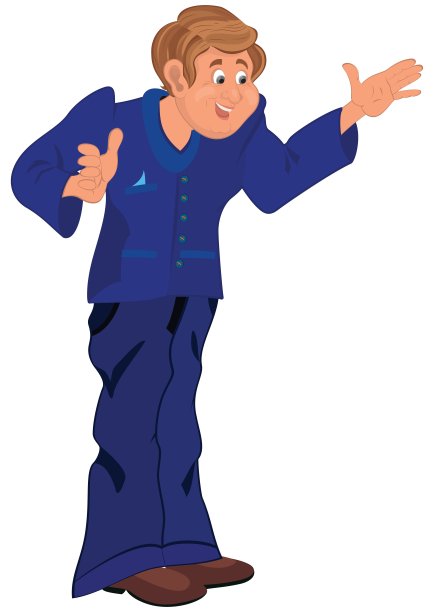 快乐的卡通人站在蓝色的制服图片下载