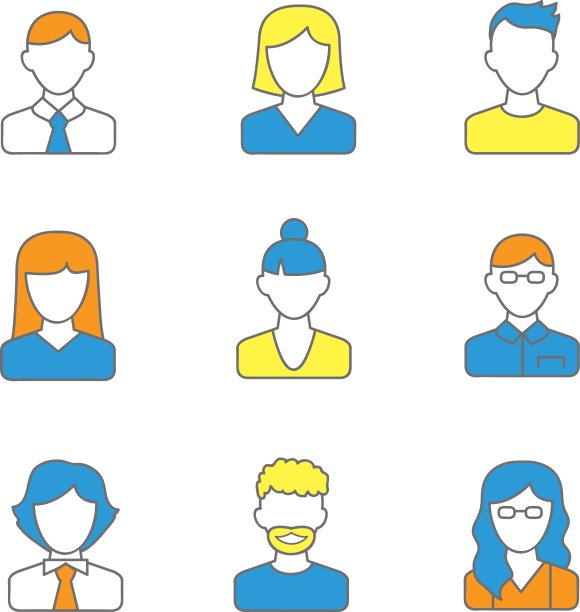 人线图标矢量插图。简单风格的化身和人物角色图片下载