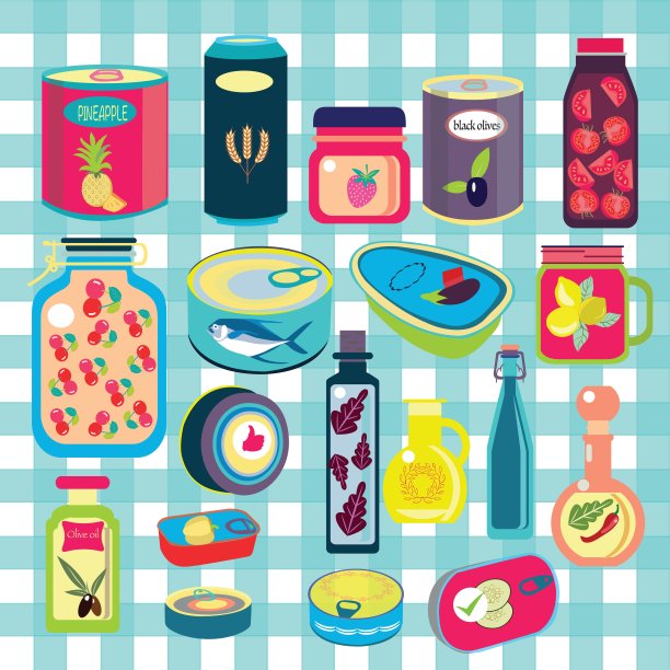 收集各种罐头食品罐头金属容器图片下载