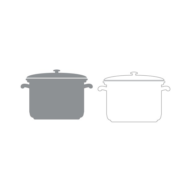 平底锅灰色设置图标。图片下载