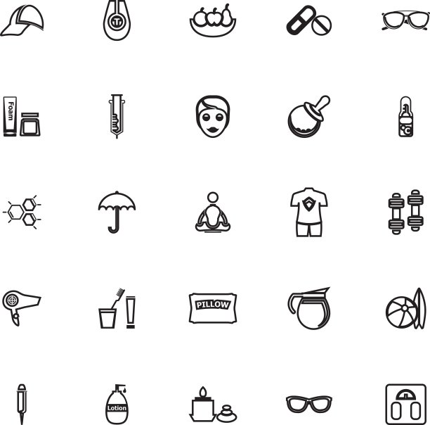 面部和身体治疗线图标上的白色背景图片下载