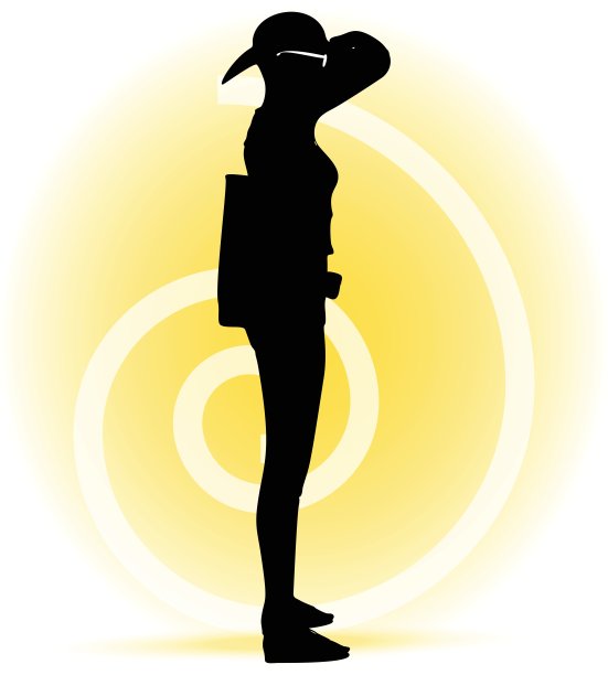 女游客用手提包和太阳镜剪影图片下载