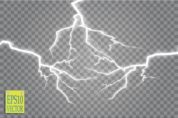 的闪电。雷暴和闪电。魔术和明亮的灯光效果。图片下载