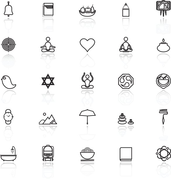 禅宗社会的线条图标与反映在白色图片下载