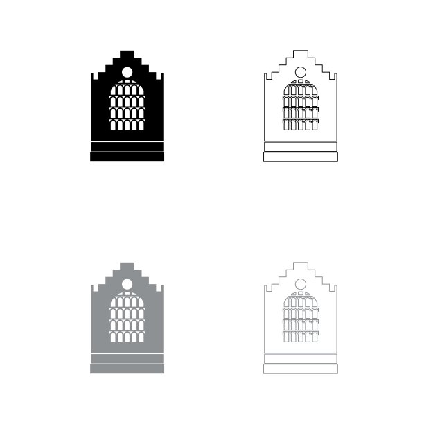 教堂建筑黑灰图标图片下载