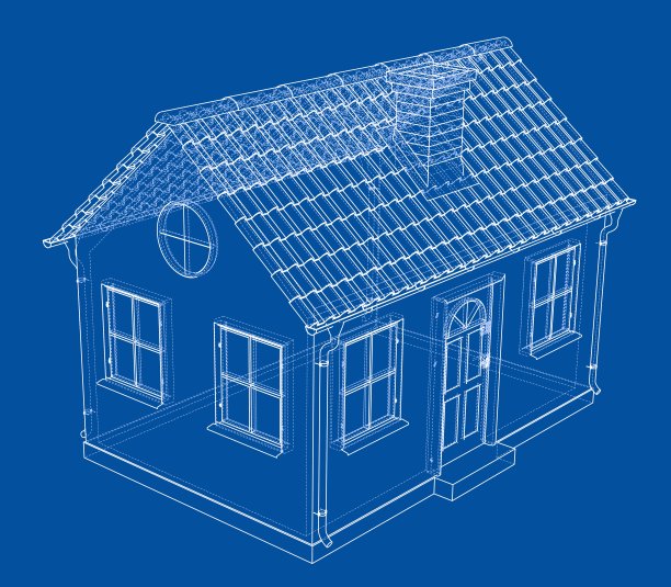 屋顶用瓦的小房子。向量图片下载