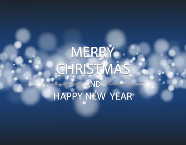 新年快乐在广场与散景和镜头光晕模式蓝色背景矢量图片下载