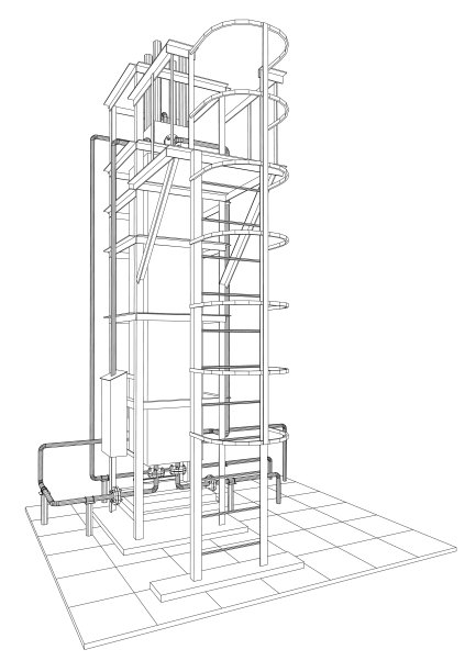 石油气安装。追踪插图的3d。图片下载