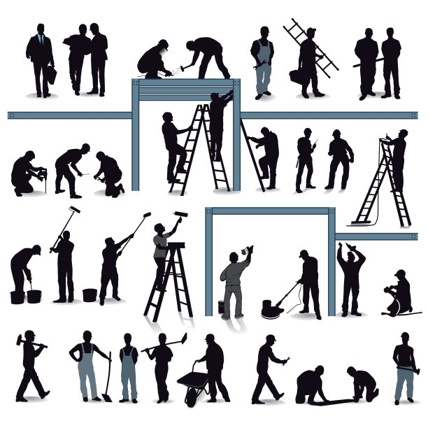 工匠们正在建筑工地工作图片下载