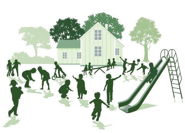 有趣的孩子们在花园里玩图片下载