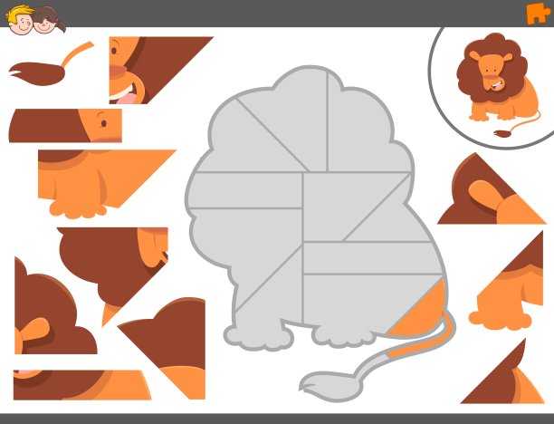 拼图游戏与狮子动物图片下载