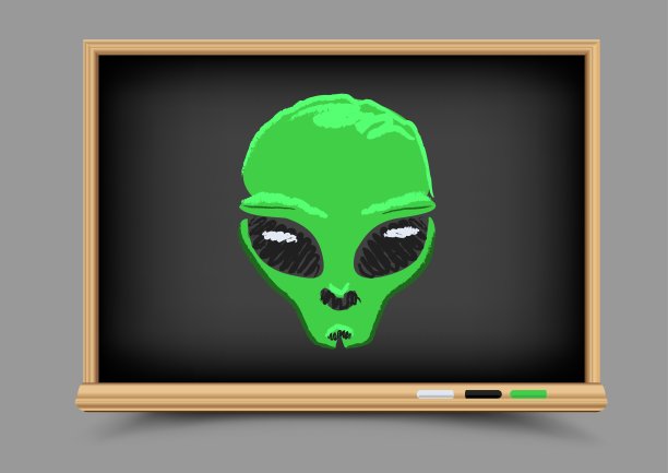 黑板上外星人教训图片下载