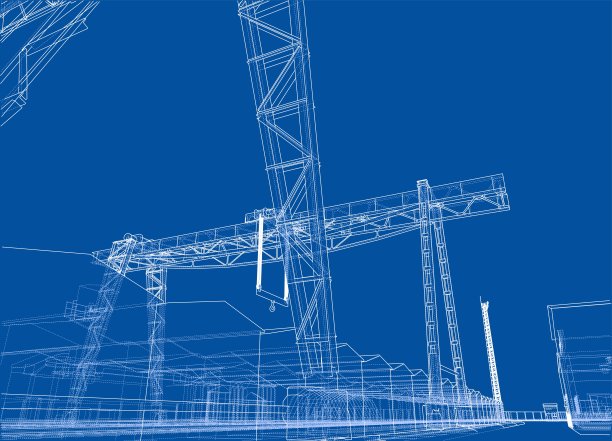 有建筑和起重机的工业区图片下载