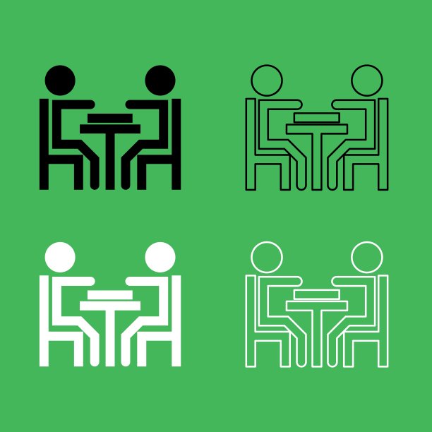 男人在桌子上玩图标黑白配色图片下载