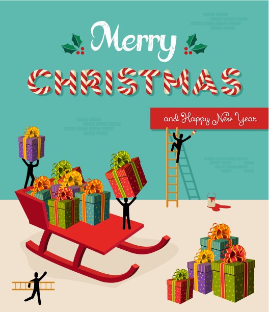 圣诞快乐创意团队概念插图图片下载
