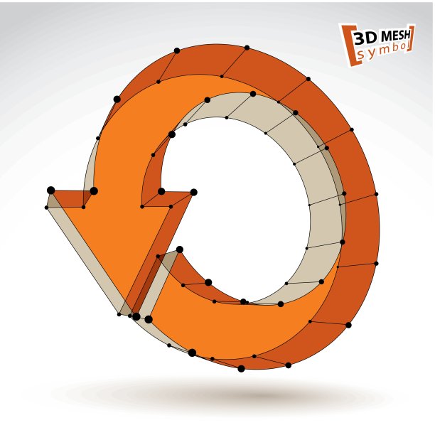 3d网格时尚更新标志孤立在白色背景，橙色图片下载