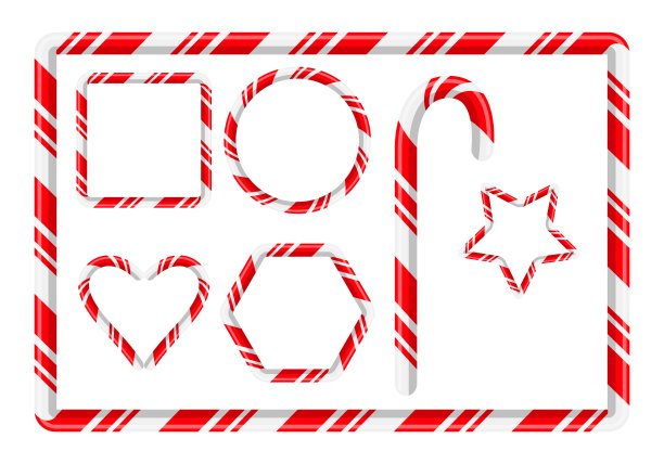 糖果甘蔗架和更多的圣诞设计孤立在白色图片下载