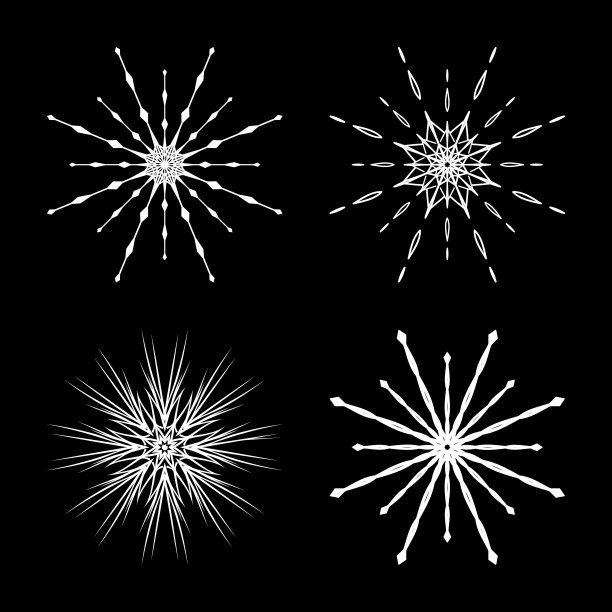 雪花设计集大纲为圣诞节孤立在黑色的bac图片下载