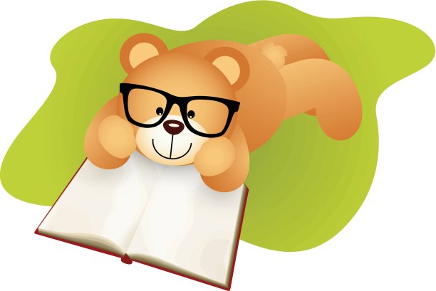 泰迪熊躺着看书图片下载