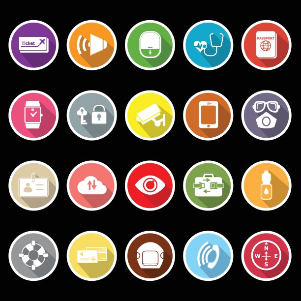 乘客安全平面图标与长阴影图片下载