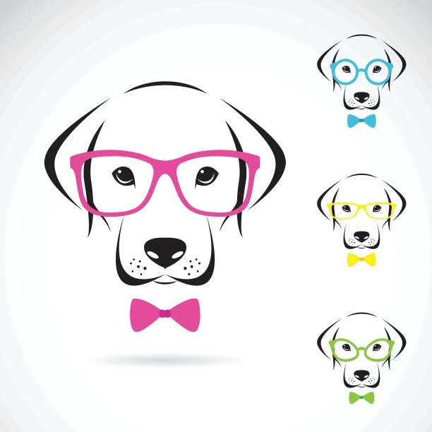 带眼镜的拉布拉多犬矢量图像图片下载