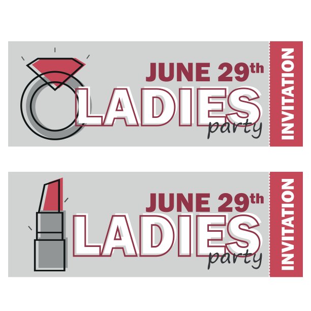 女士之夜派对传单模板，单身派对邀请函，矢量图片下载
