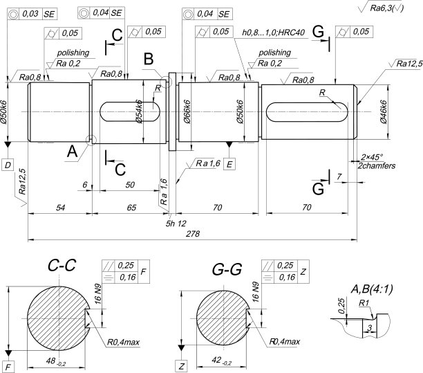 带倒角和抛光的膨胀轴示意图图片下载