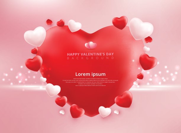 情人节销售背景气球心形图案。Vect图片下载