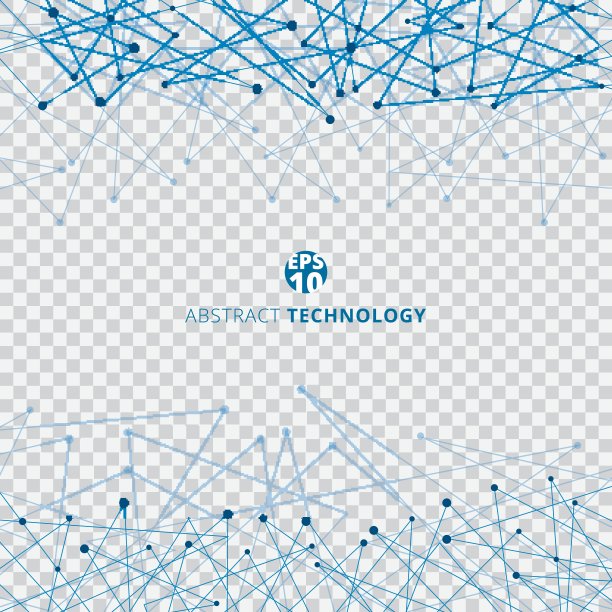 抽象技术在透明背景上带点的蓝色网格图片下载
